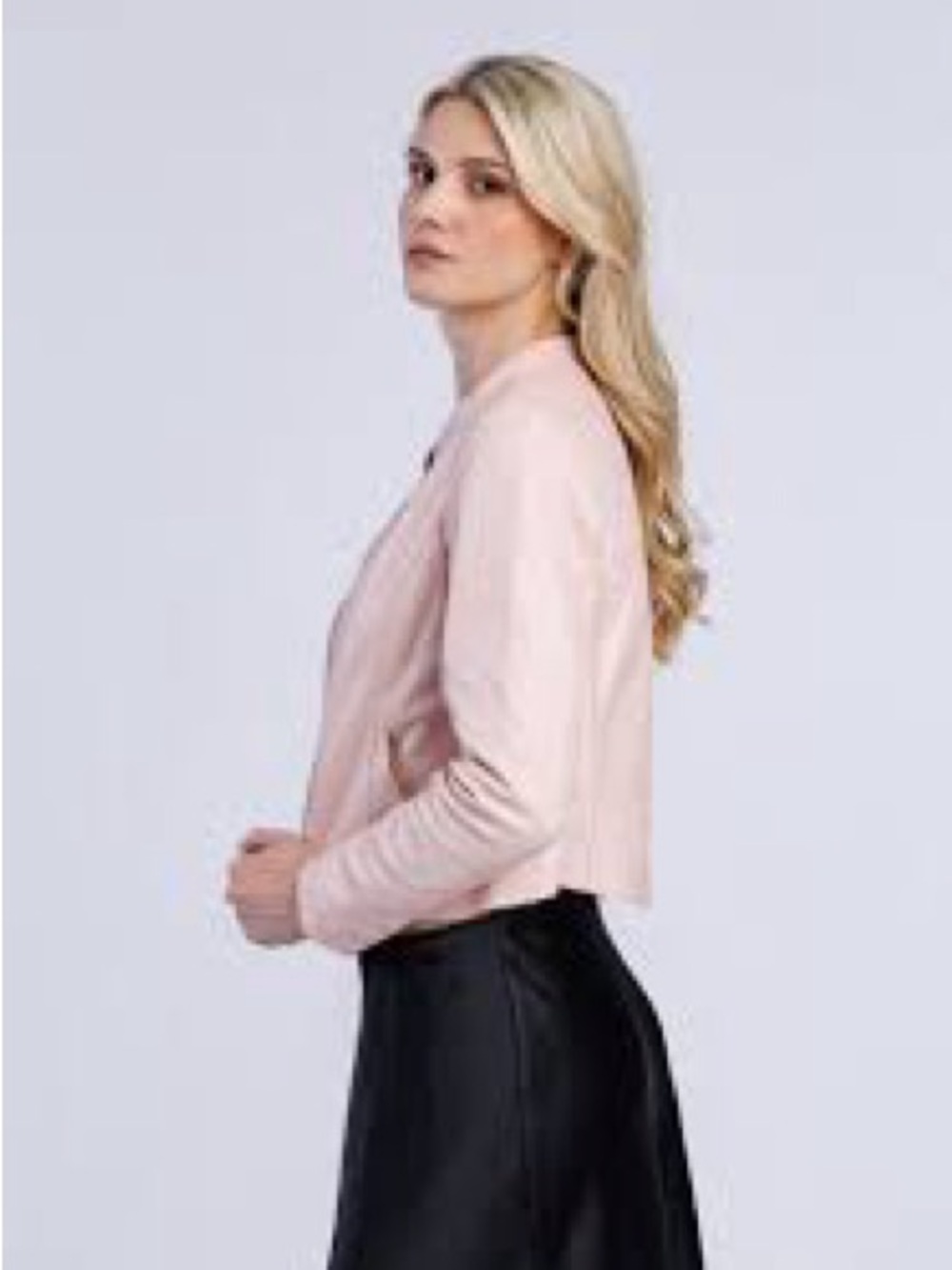 DANIER asymmetrical zipper pink leather jacket!